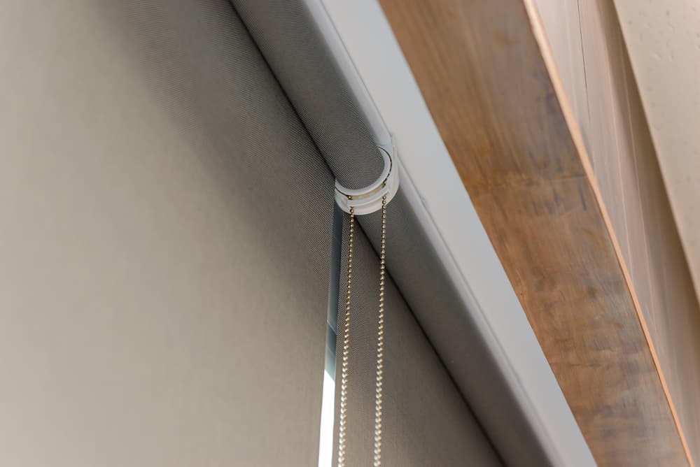 grey roller blinds close up